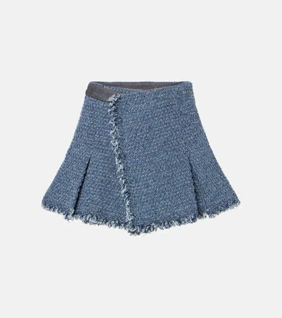 Sacai Punching Denim Shorts In Blue