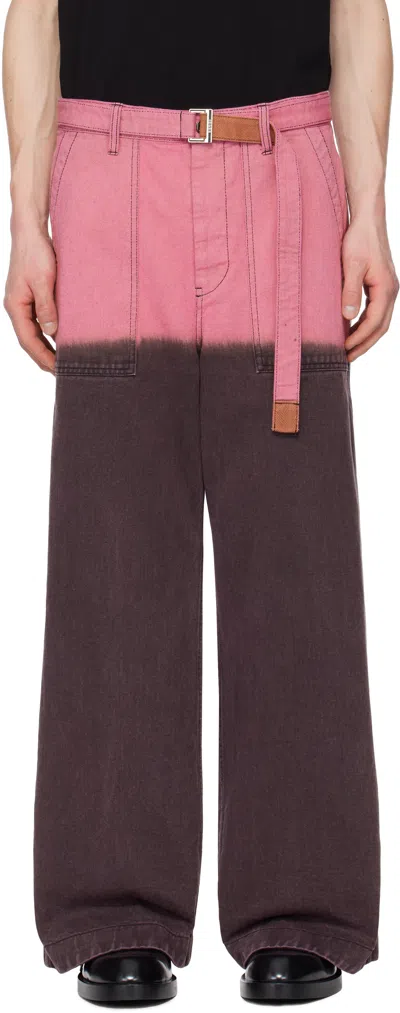 Sacai Purple & Pink Garment Dye Pants In 301 Gray