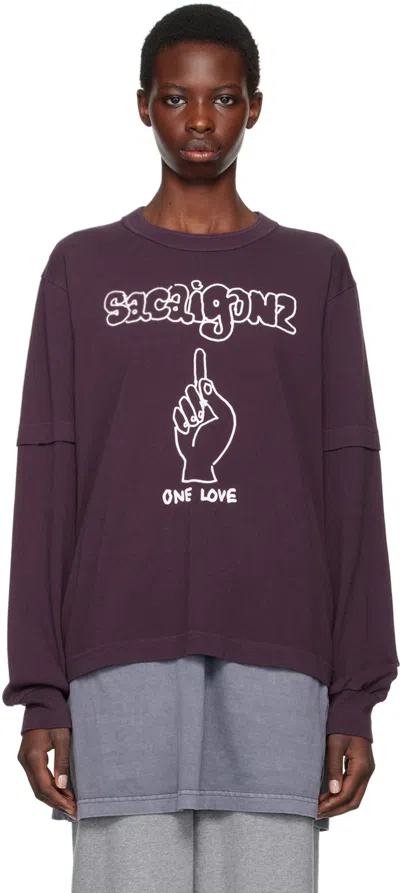 Sacai Purple Gonz Edition Long Sleeve T-shirt In 476 Purple