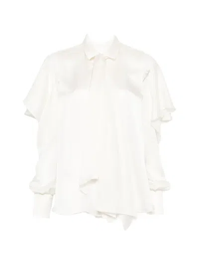 Sacai Pussy-bow Collar Shirt In White