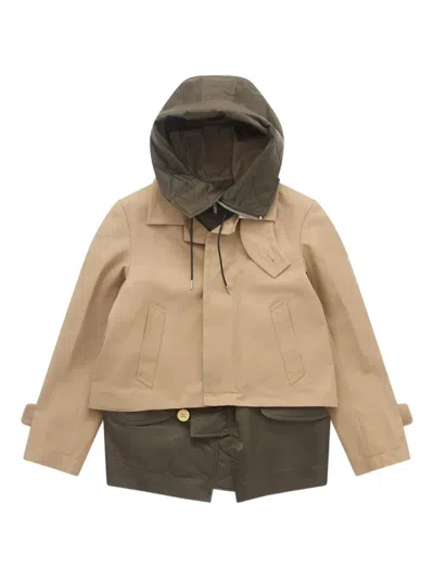 Sacai Quilted-collar Jacket In Brown