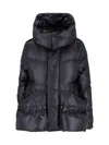 Sacai Black Nylon Down Jacket With Drawstring In Black