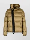 Sacai Quilted High Collar Down Jacket With Elastic Cuffs In Gold