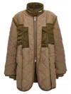 Sacai Padded And Quilted Jacket With Nylon Inserts In Beige