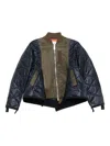 Sacai Quilted Olive Green And Navy Boxy Jacket In Black