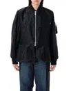 Sacai Chino Bomber Jacket Nylon Ribbed Hem In Black