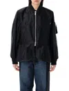 Sacai Polyester Nylon Blend Coat In Black