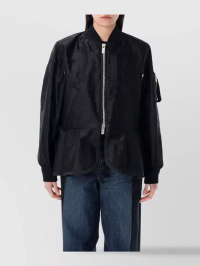 SACAI QUILTED SATIN BOMBER JACKET