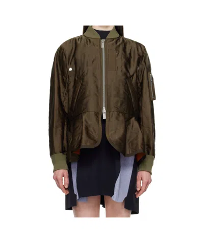 SACAI PLEATED BOMBER JACKET
