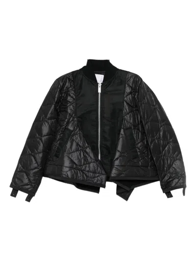 Sacai Quilted Zip-up Bomber Jacket In Black