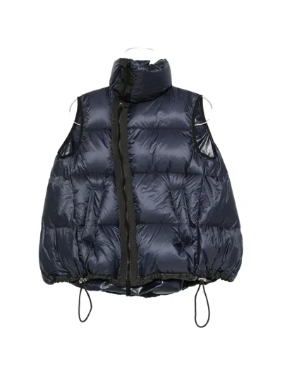 Sacai Quilted Zip-up Gilet In Blue