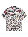 Sacai Short-sleeved Shirt With Classic Collar And Tropical Motif In Multi