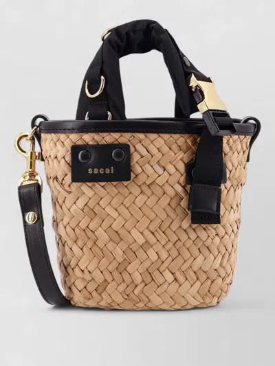 Sacai Raffia Leather Crossbody Shoulder Bag