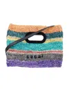 Sacai Striped Raffia Tote Bag In Multicolor
