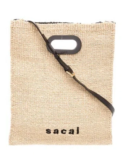 Pre-owned Sacai Raffia Top Handle Bag In Neutral