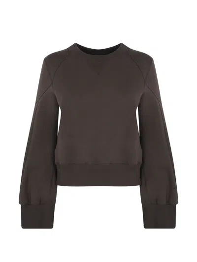 Sacai Raglan-sleeve Balloon-sleeve Sweatshirt In Brown