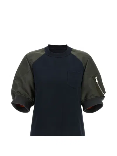 Sacai Raglan-sleeve T-shirt In Blue
