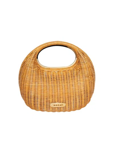 Sacai Rattan Round Bag Natural In Brown