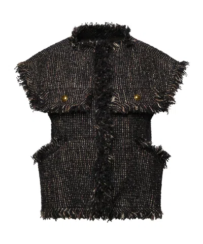 Sacai Raw-edged Vest In Black