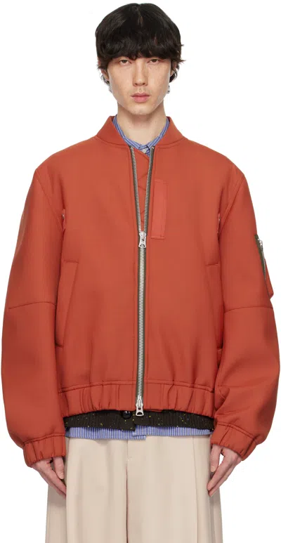 Sacai Red Suiting Bonding Bomber Jacket In 751 Red