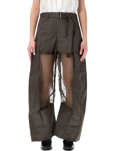 Sacai Reimagined Cargo Pants Size 2 In Dark Khaki