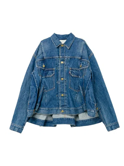 SACAI RELAXED FIT DENIM JACKET WITH UNIQUE SPLIT DETAIL