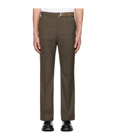 Sacai Removable Waistband Casual Pants In Brown