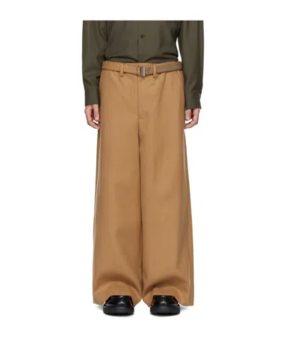 Sacai Removable Waistband Casual Pants In Brown