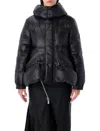 Sacai Black Nylon Down Jacket With Drawstring In Black