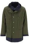 SACAI REVERSIBLE COTTON BLEND OVERCOAT WITH