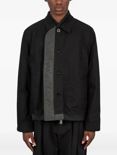 Sacai Nylon Twill X Rip Stop Reversible Blouson In Black
