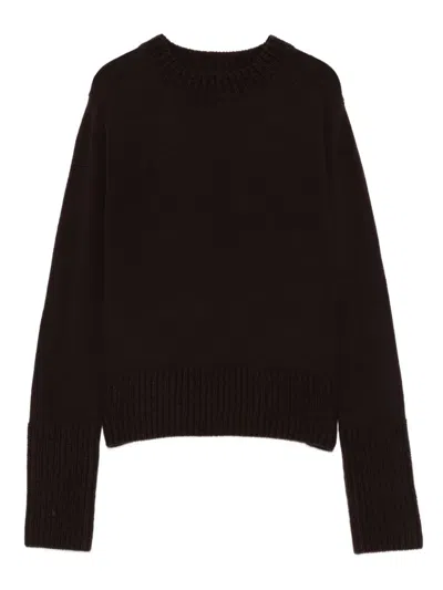Sacai Ribbed-cuff Wool Sweater In Brown