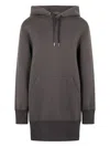 Sacai Ribbed-edge Hoodie In Gray