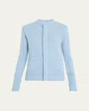 Sacai Ribbed-edge Wool Crewneck Cardigan In Blue