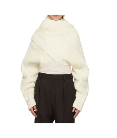 SACAI RIBBED KNIT CROPPED TURTLENECK SWEATER