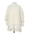 Sacai Ribbed-knit Silk And Cotton-blend Mini Dress In White