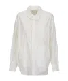 Sacai Ribbed-panelling Poplin Shirt In White