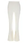 Sacai Ribbed Elastic Waistband Flared Pants In White