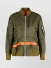 Sacai Ribbed Trim Nylon Bomber Jacket In Green