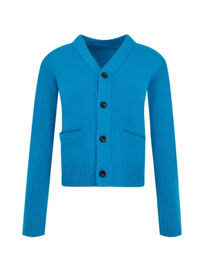 Sacai Ribbed-knit Cardigan In Blue