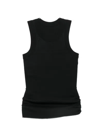 Sacai Ribbed-knit Tank Top In Black