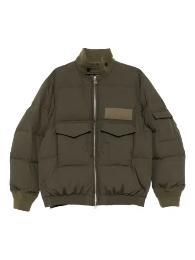 Sacai Ripstop Down Jacket In Green