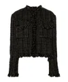Sacai Tweed Wool Short Jacket In Black