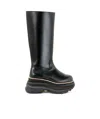 Sacai Round-head Short Boots In Black