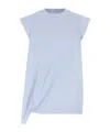 Sacai Embroidered Poplin Top In Blue