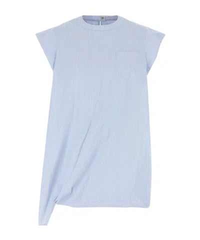 Sacai Light Blue Embroidered Poplin Top In Multi
