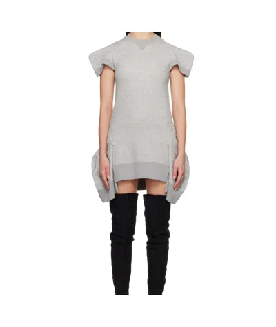 Sacai Round Neck Dress In Grey