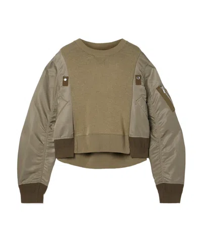 Sacai Round Neck Long Sleeve Sweatshirt In Gray