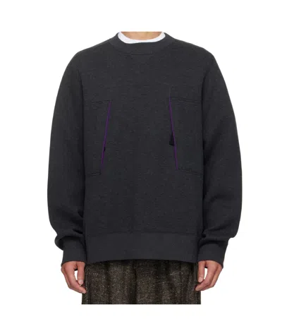 Sacai Round Neck Long-sleeved Sweatshirt In Gray