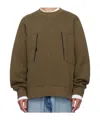 Sacai Round Neck Long-sleeved Sweatshirt In Green
